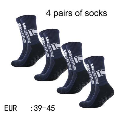 4 pairs of new TC mid tube glued football socks for sports training and competition, non slip and breathable socks