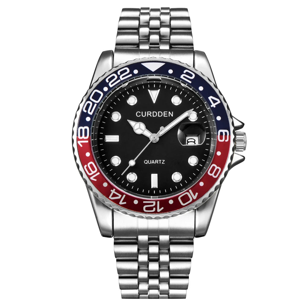 Reloj de Cuarzo para Hombre 2024 – Acero Inoxidable, Calendario y Estilo Casual