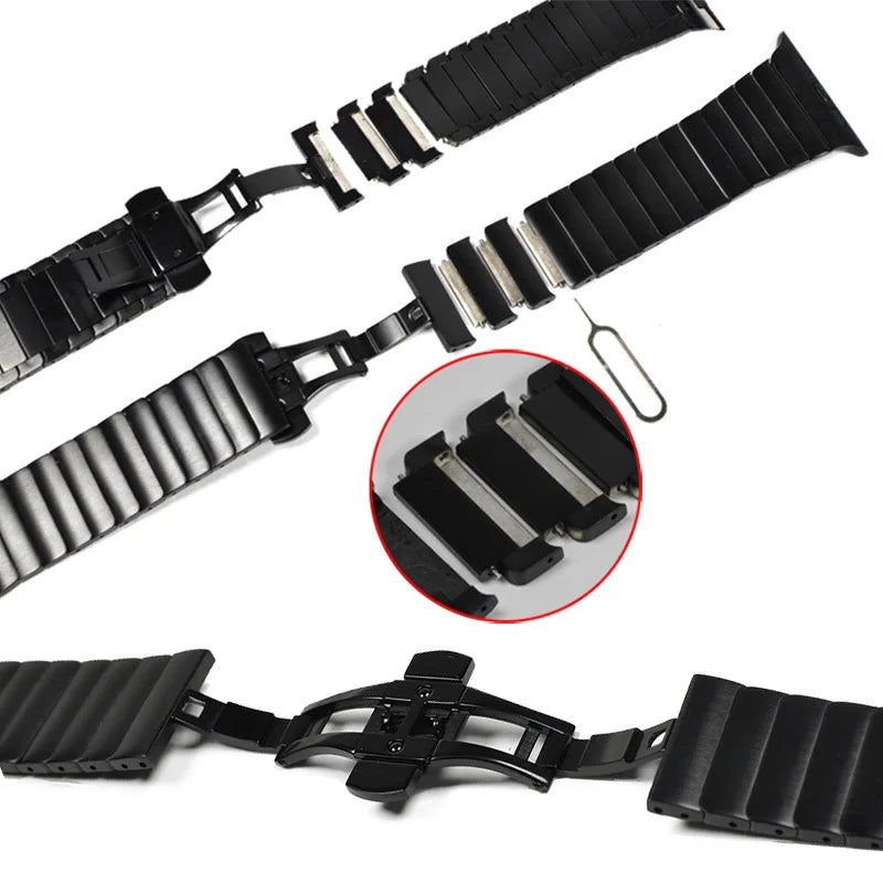 Correa de Titanio para Apple Watch – Acero Inoxidable Compatible con Series 3 al 11 y Ultra