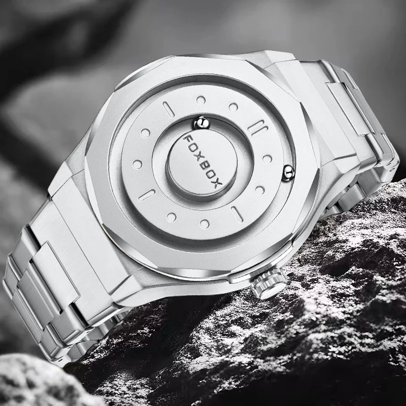 Reloj FOXBOX Hombre – Cuarzo, Acero Inoxidable y Aguja Deslizante Magnética
