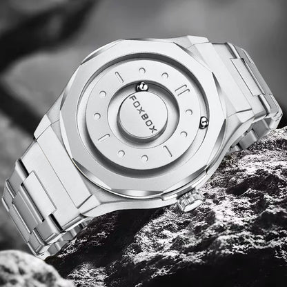 Reloj FOXBOX Hombre – Cuarzo, Acero Inoxidable y Aguja Deslizante Magnética