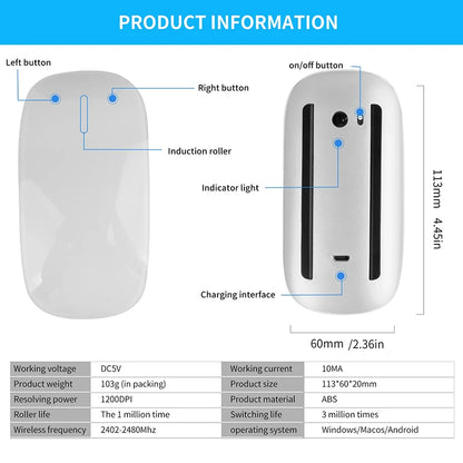 Ratón Inalámbrico Xiaomi Bluetooth – Recargable, Silencioso y Ultrafino, compatible con PC, Mac y iPad
