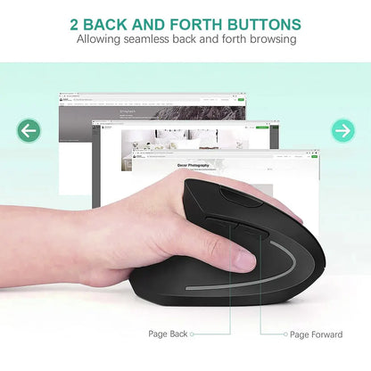 Ratón Vertical Ergonómico Inalámbrico – 3 DPI Ajustables, 6 Botones para PC y Laptop