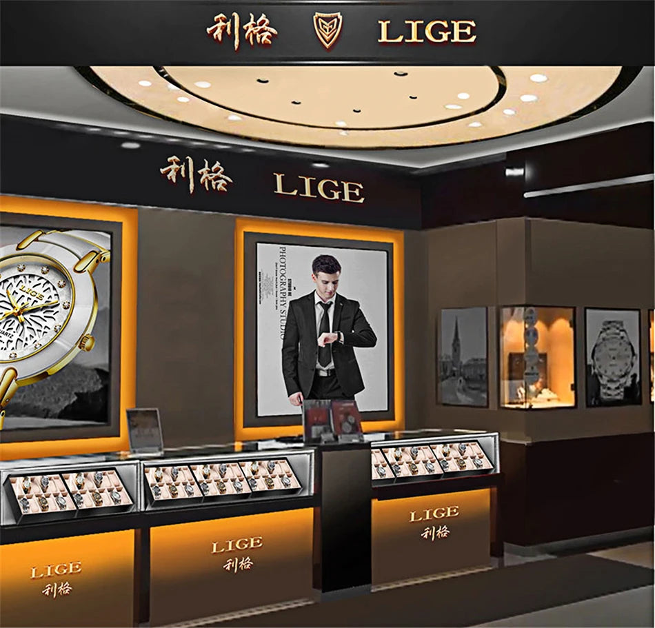 Reloj LIGE Hombre – Cuarzo, Lujo, Dial Ruleta, Cuero, Resistente al Agua