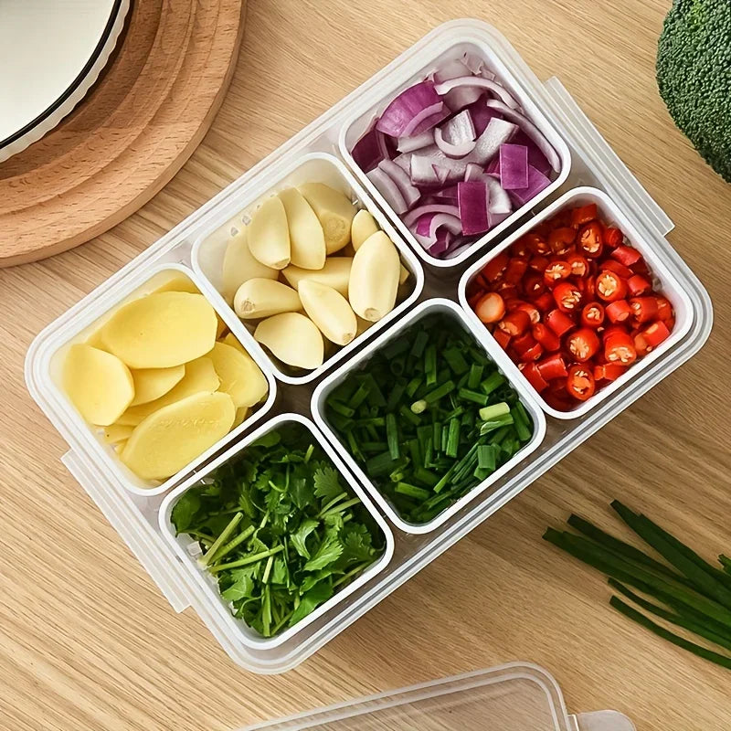 Food Storage Containers with Lids Airtight, Fridge Fresh-Keeping Container with 6 Detachable Boxes, Portable Divided Container