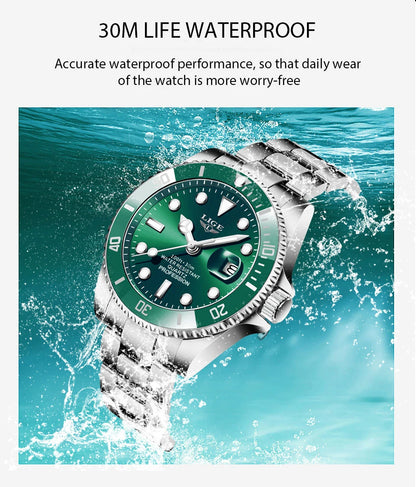 Reloj LIGE Hombre – Lujo, Diver 30ATM, Fecha, Deportivo y Cuarzo