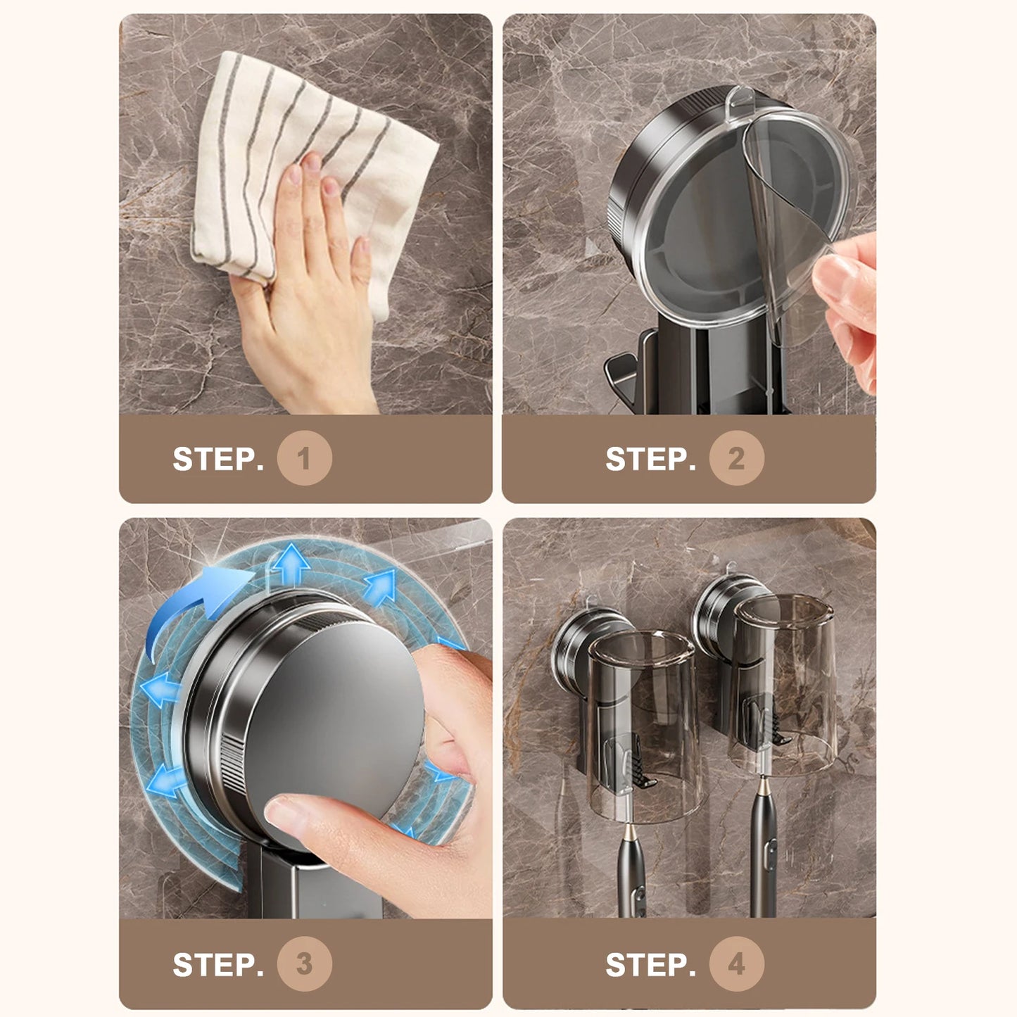 Vacuum suction cup toothbrush Storage Rack Non-punching Wall-mounted Toothbrush Holder Dustproof Space Saving Mouthwash Cup Set