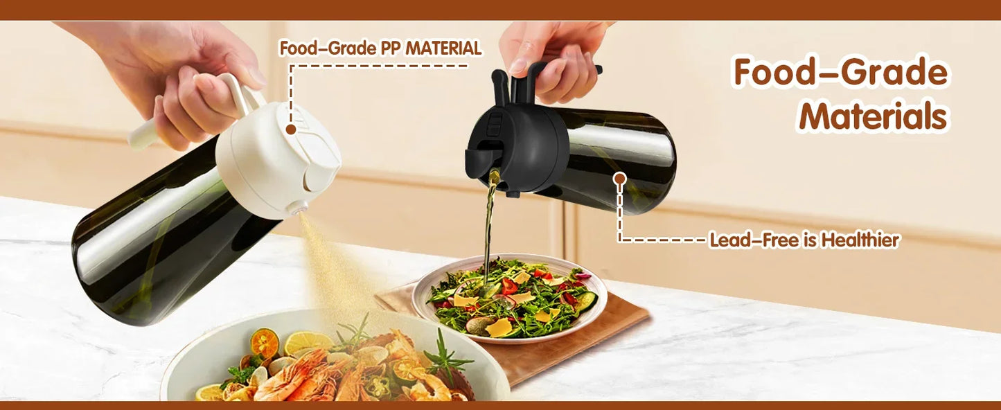 470ML/16oz Light-Blocking Dark Oil Sprayer for Cooking 2 in 1 Olive Oil Dispenser Bottle for Kitchen Dark Green Glass Oil Bottle