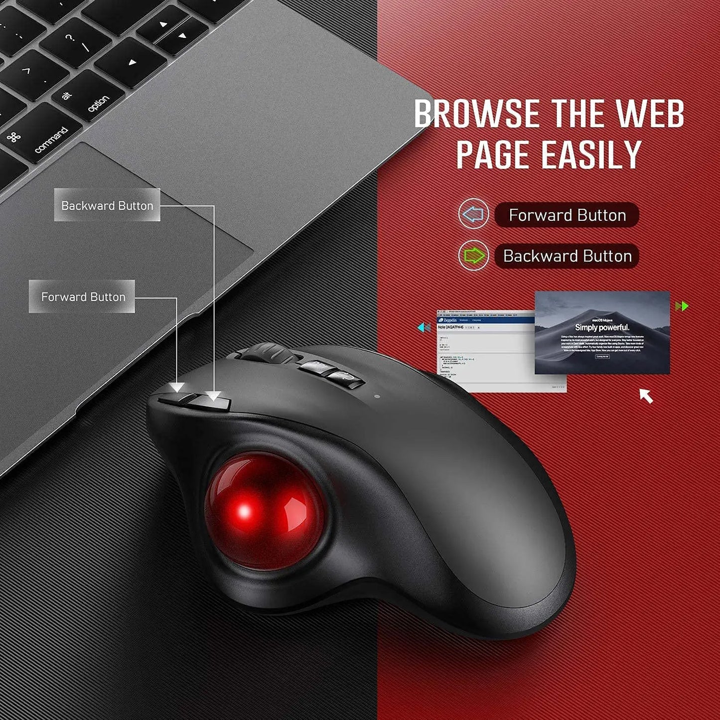 Ratón Trackball Inalámbrico – Recargable, Ergonómico y Ajustable, Bluetooth/USB