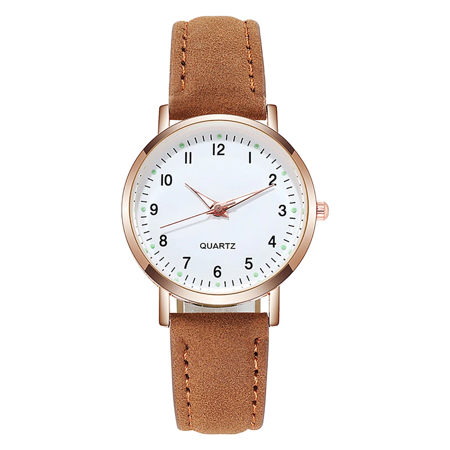 Reloj Mujer – Lujo, Cuarzo, Correa de Cuero y Manecillas Luminiscentes