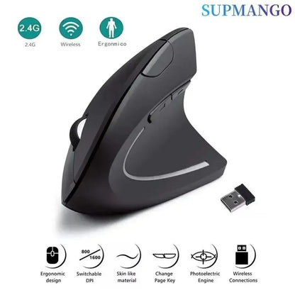 Ratón Vertical Ergonómico Inalámbrico – 3 DPI Ajustables, 6 Botones para PC y Laptop