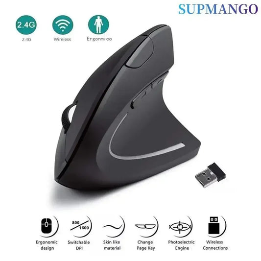 Ratón Vertical Ergonómico Inalámbrico – 3 DPI Ajustables, 6 Botones para PC y Laptop