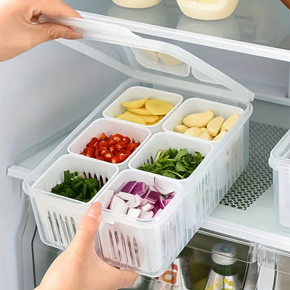 Food Storage Containers with Lids Airtight, Fridge Fresh-Keeping Container with 6 Detachable Boxes, Portable Divided Container