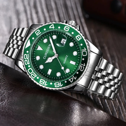 Reloj de Cuarzo para Hombre 2024 – Acero Inoxidable, Calendario y Estilo Casual