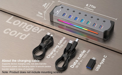 Hub USB 3.0 7 en 1 – RGB y con Interruptores Individuales para Laptop y PC