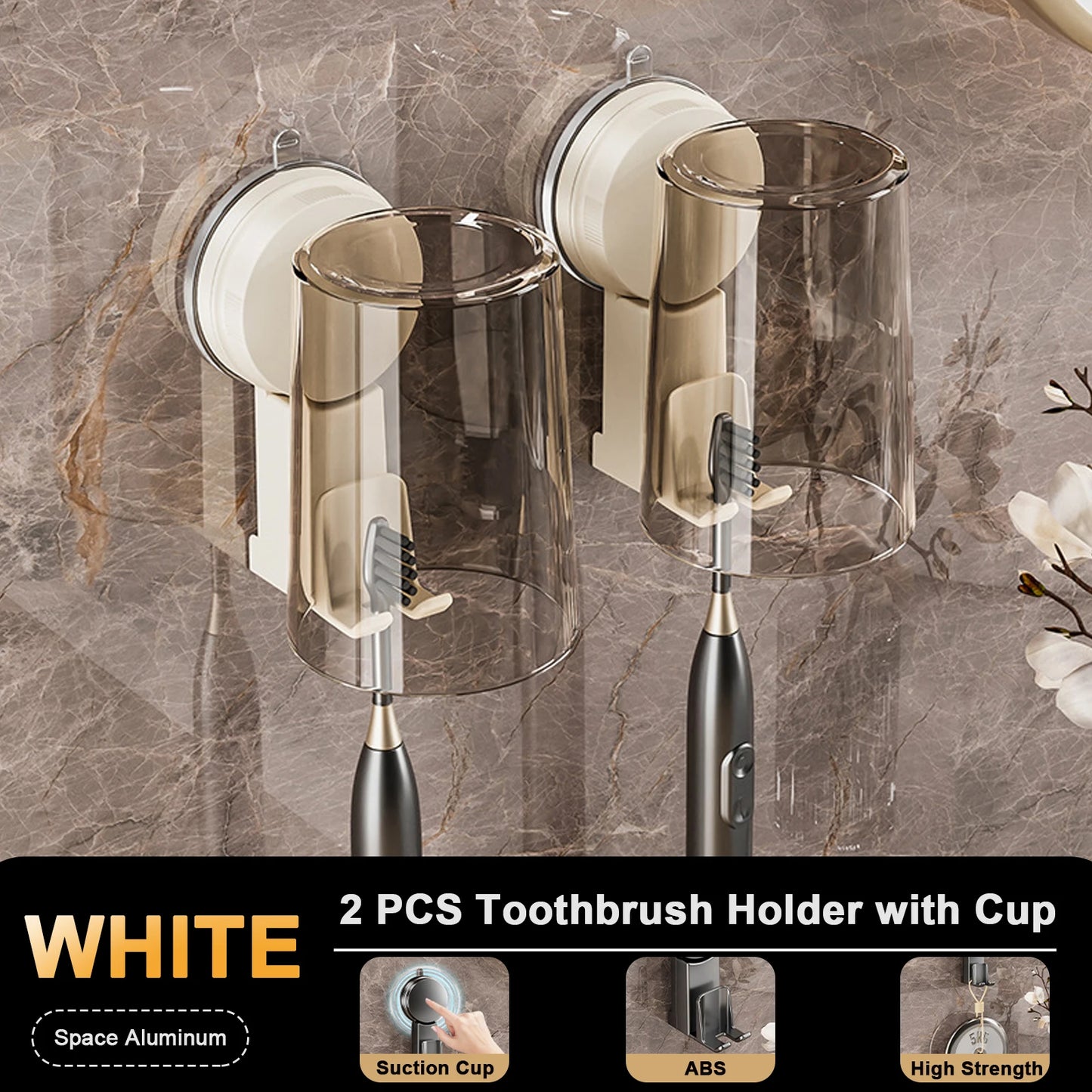 Vacuum suction cup toothbrush Storage Rack Non-punching Wall-mounted Toothbrush Holder Dustproof Space Saving Mouthwash Cup Set