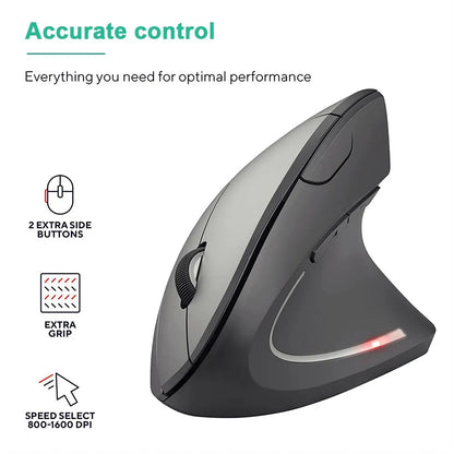 Ratón Vertical Ergonómico Inalámbrico – 3 DPI Ajustables, 6 Botones para PC y Laptop