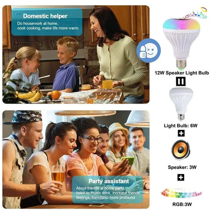 E27 Bluetooth Speaker Music Bulb With Remote Control 85-265V RGBW DJ Disco Stage Bulbs For Bedroom Living Room Stage Lighting