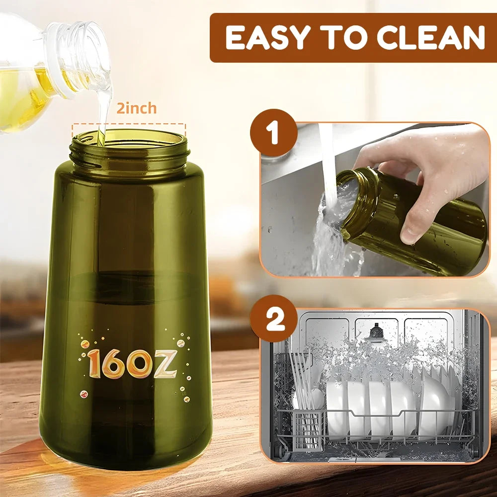 470ML/16oz Light-Blocking Dark Oil Sprayer for Cooking 2 in 1 Olive Oil Dispenser Bottle for Kitchen Dark Green Glass Oil Bottle