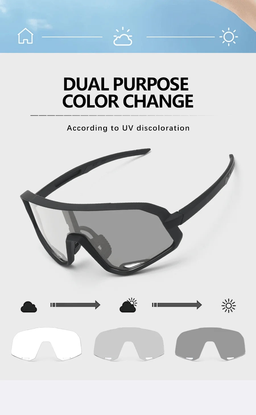 Gafas Ciclismo ELICIT – UV400 y Fotocromáticas