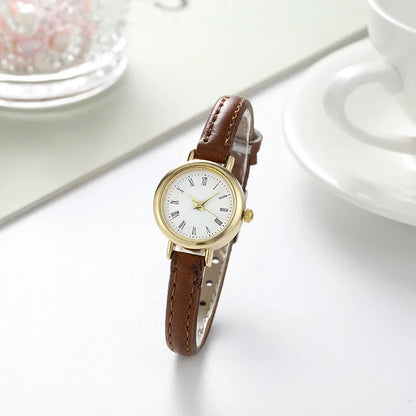Reloj Retro Mujer – Pequeño, Cuarzo y Correa Fina de Cuero