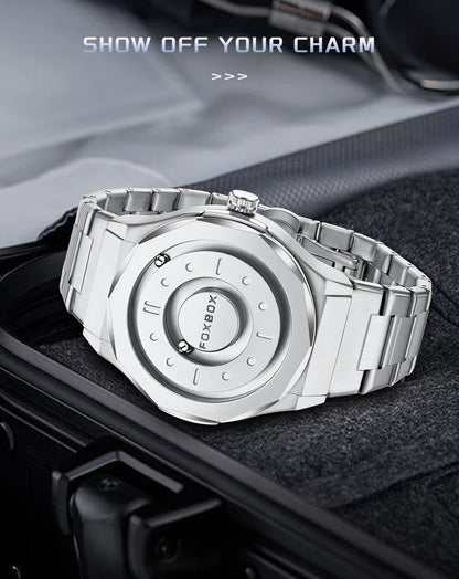 Reloj FOXBOX Hombre – Cuarzo, Acero Inoxidable y Aguja Deslizante Magnética