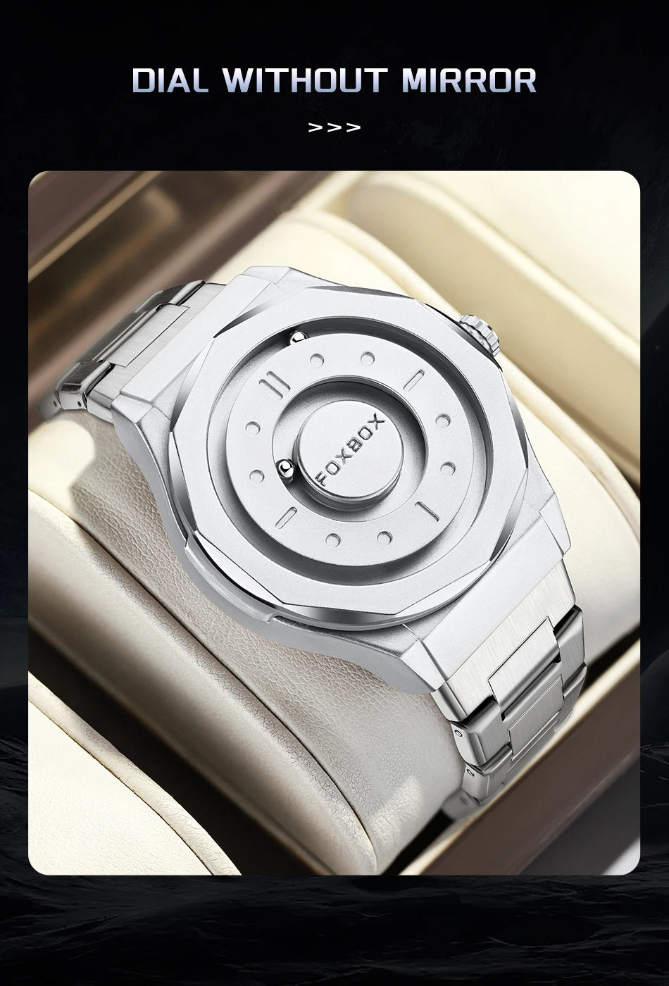 Reloj FOXBOX Hombre – Cuarzo, Acero Inoxidable y Aguja Deslizante Magnética
