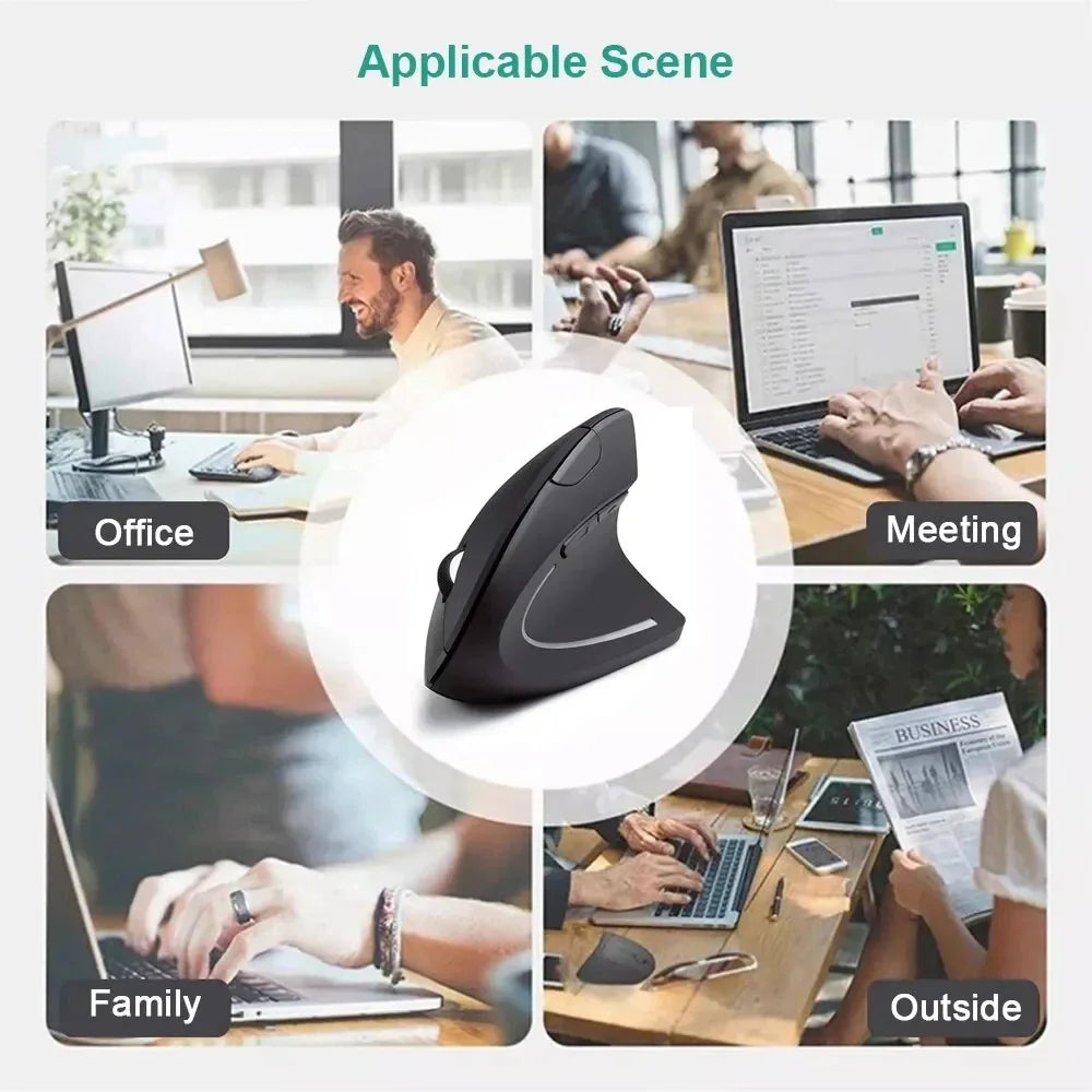 Ratón Vertical Ergonómico Inalámbrico – 3 DPI Ajustables, 6 Botones para PC y Laptop