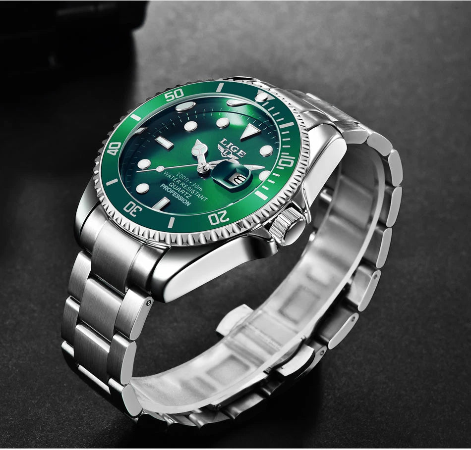 Reloj LIGE Hombre – Lujo, Diver 30ATM, Fecha, Deportivo y Cuarzo