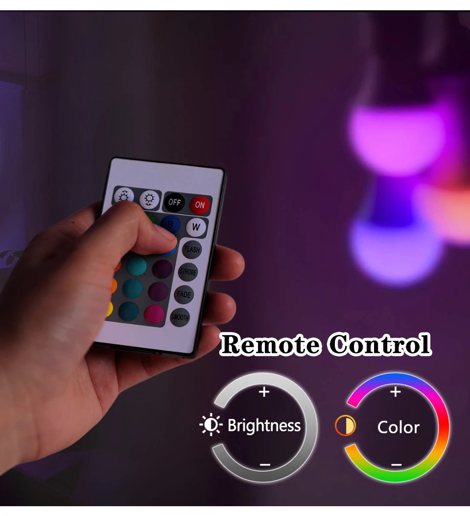 220V E27 RGB LED Light Bulb Bombillas LED 5W 10W 15W IR Remote Control Changeable Colorful RGBW Led Lamp Spotlight Bulb