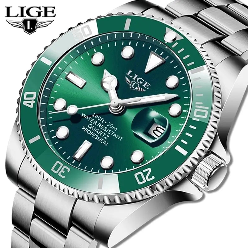 Reloj LIGE Hombre – Lujo, Diver 30ATM, Fecha, Deportivo y Cuarzo