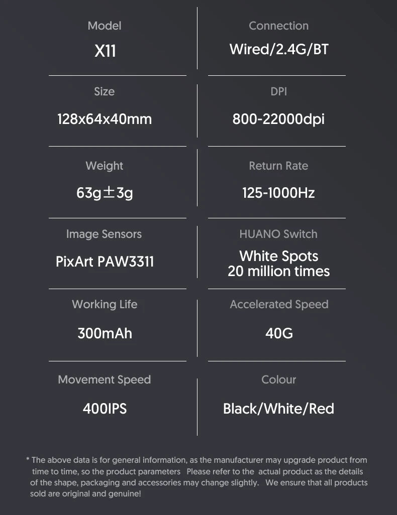 Ratón Gaming Attack Shark X11 – Tri-Mode (BT/2.4G/Cable) con RGB y Base de Carga Magnética