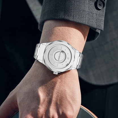 Reloj FOXBOX Hombre – Cuarzo, Acero Inoxidable y Aguja Deslizante Magnética