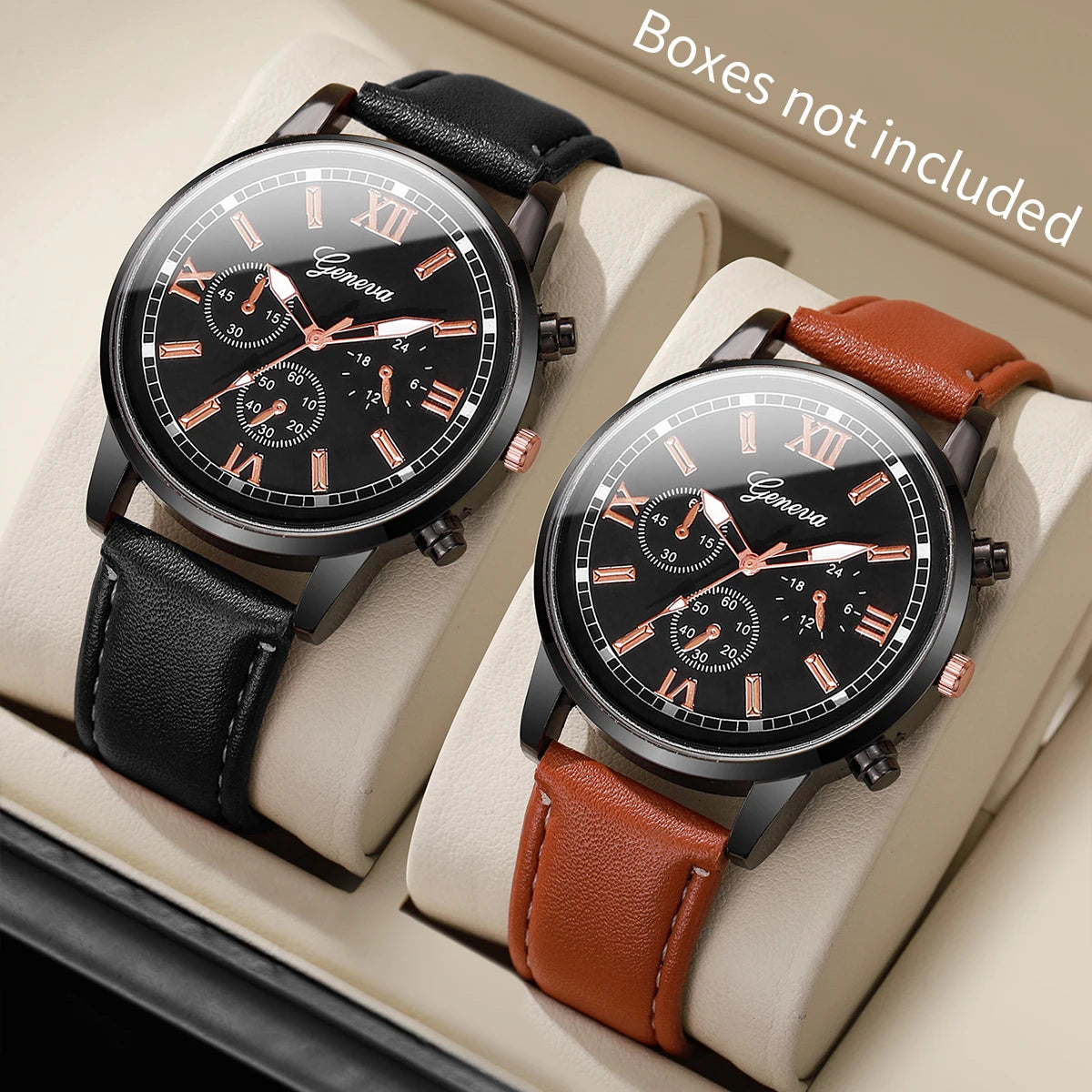 Set 2 Relojes Hombre – Cuarzo, Cuero, Casual y Deportivo (Sin Caja)