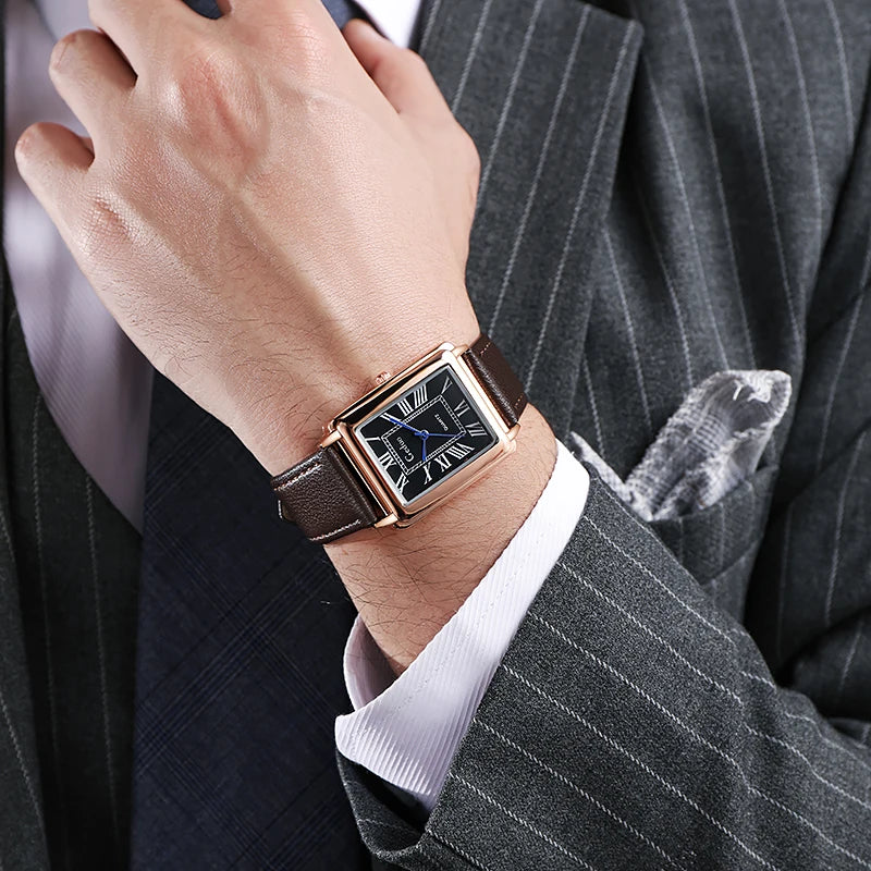 Reloj de Pulsera de Cuarzo para Hombre con Correa de Cuero