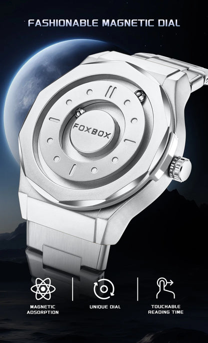 Reloj FOXBOX Hombre – Cuarzo, Acero Inoxidable y Aguja Deslizante Magnética