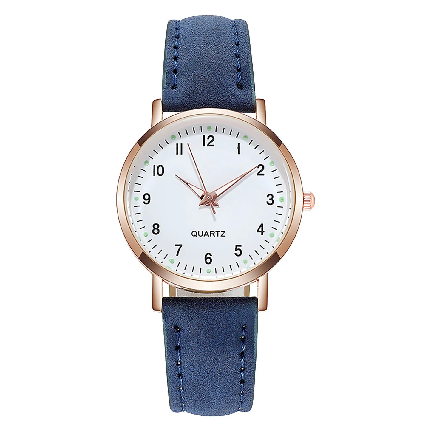 Reloj Mujer – Lujo, Cuarzo, Correa de Cuero y Manecillas Luminiscentes