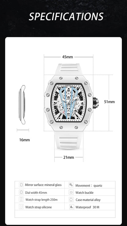 Reloj ONOLA para Hombre – Cuarzo, Resistente al Agua y Correa de Silicona