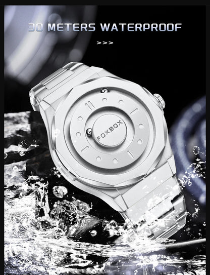 Reloj FOXBOX Hombre – Cuarzo, Acero Inoxidable y Aguja Deslizante Magnética