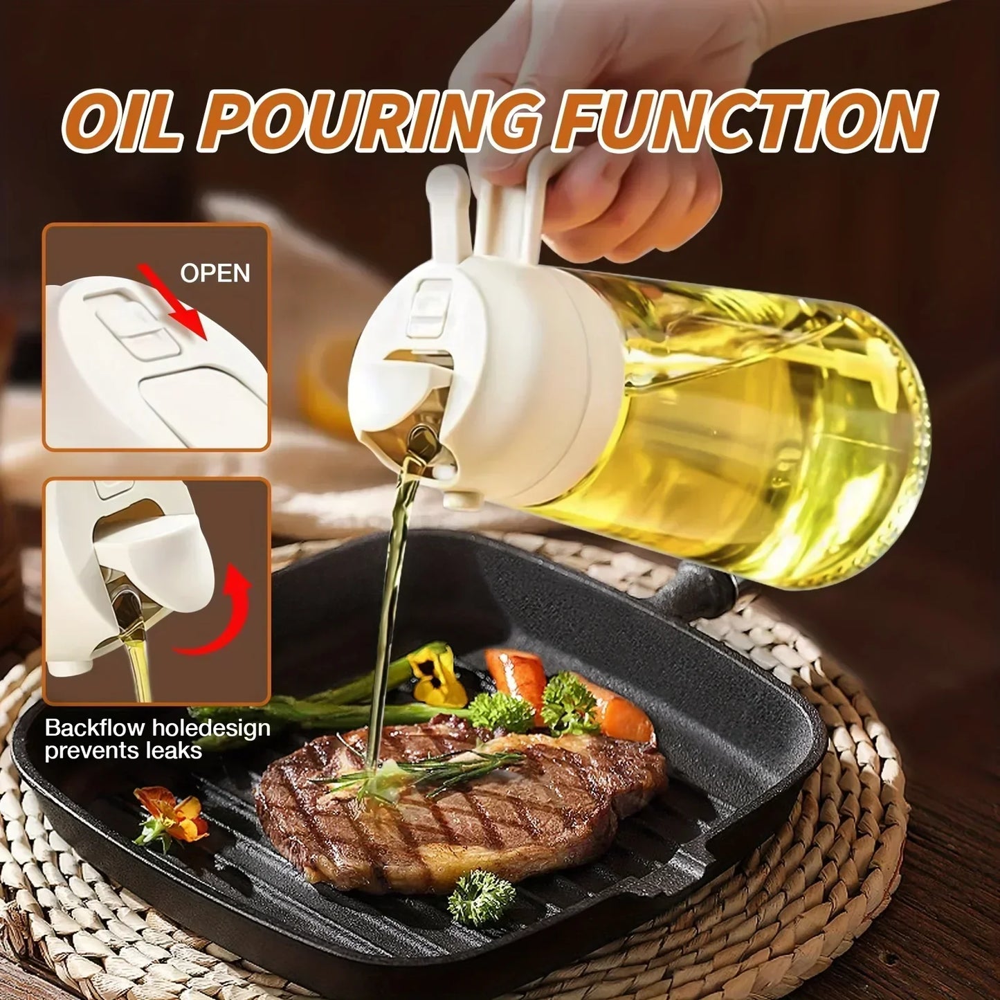 2/1pc Oil Sprayer Spray for 2 in 1 500ml Oil Sprayer & Pourer Plastic Spray Bottle Kitchen Gadget Sets Accessories Camping BBQ
