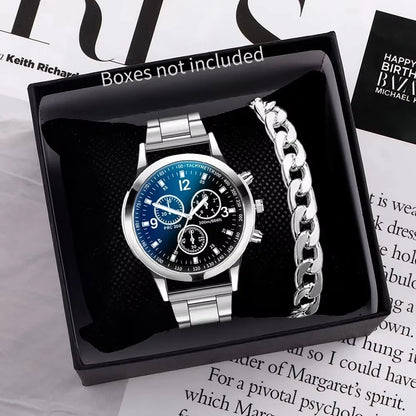 1/2 Piezas Relojes de Hombre de Negocios – Moda, Correa de Acero, Cuarzo y Pulsera (Sin Caja)