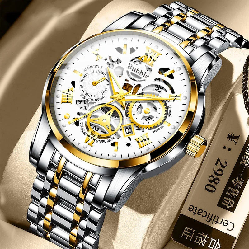 Reloj UTHAI Hombre – Cuarzo, Lujo, Moderno e Impermeable con Dial Romano Calado