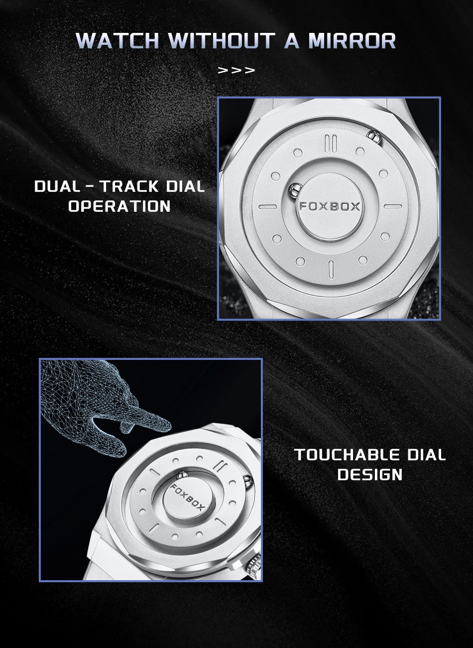 Reloj FOXBOX Hombre – Cuarzo, Acero Inoxidable y Aguja Deslizante Magnética