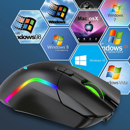Ratón Gaming Inalámbrico RGB – 8 Botones, 3200DPI, Recargable
