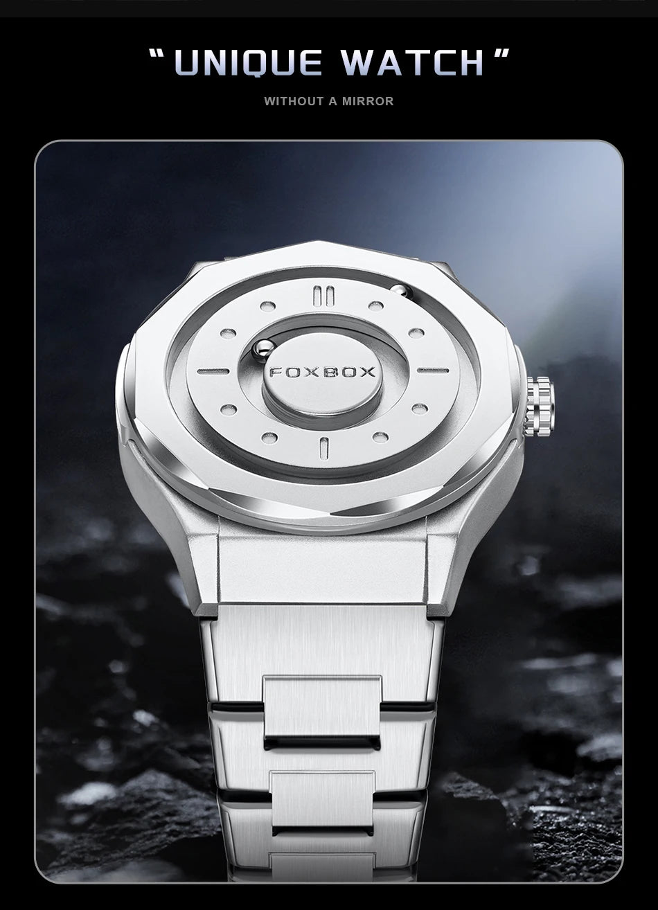 Reloj FOXBOX Hombre – Cuarzo, Acero Inoxidable y Aguja Deslizante Magnética