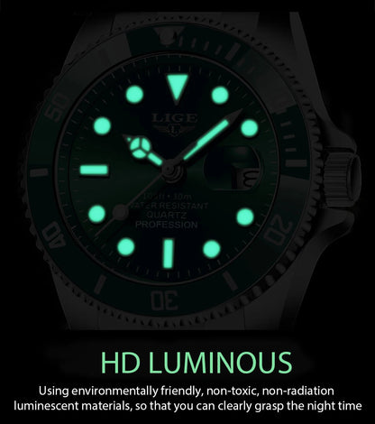 Reloj LIGE Hombre – Lujo, Diver 30ATM, Fecha, Deportivo y Cuarzo