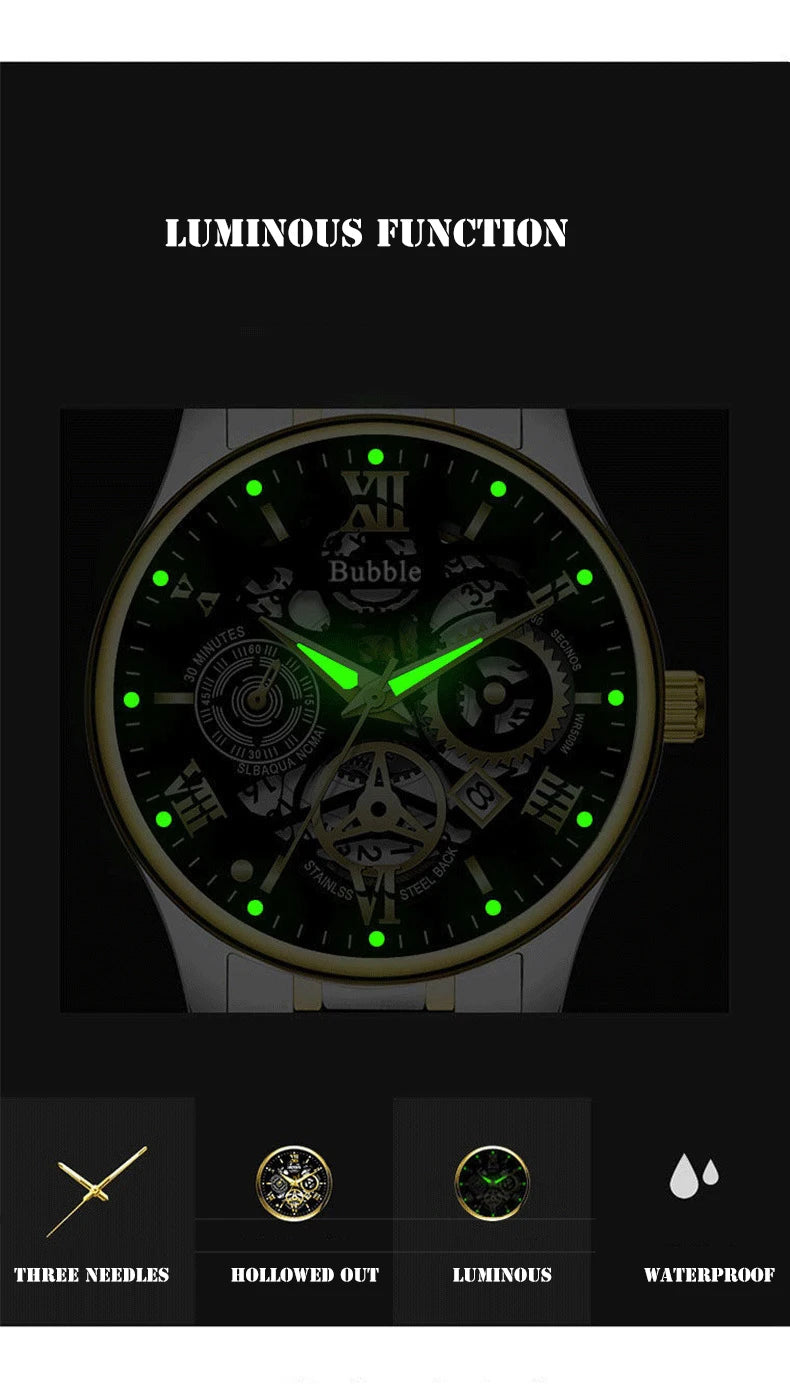 Reloj UTHAI Hombre – Cuarzo, Lujo, Moderno e Impermeable con Dial Romano Calado