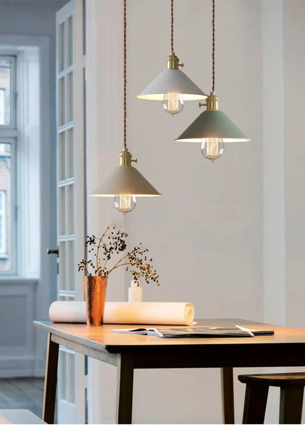 DINDALLED Modern Pendant Light E27 Chandeliers for Living Room Dining Room Kitchen Bedroom Pendant Lamp Three-head Hanging Lamp