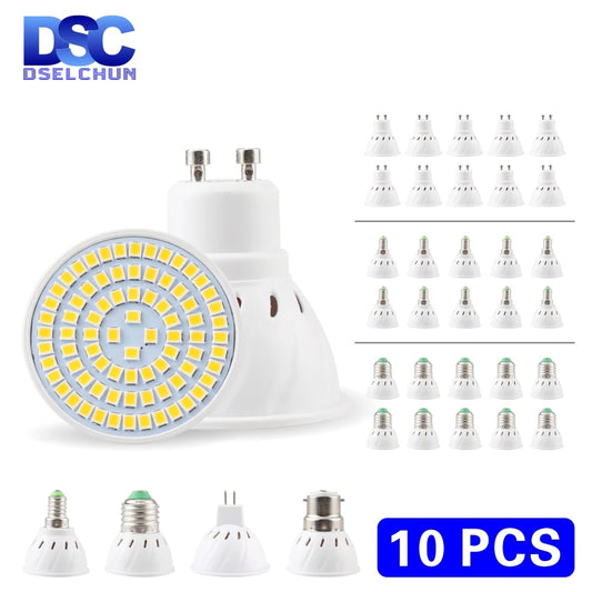 10pcs Lampada LED Spotlight Bulb E27 E14 MR16 GU10 B22 220V Bombillas LED Lamp 48 60 80 LED 2835 SMD Lampara Spot Light 3w 4w 5w