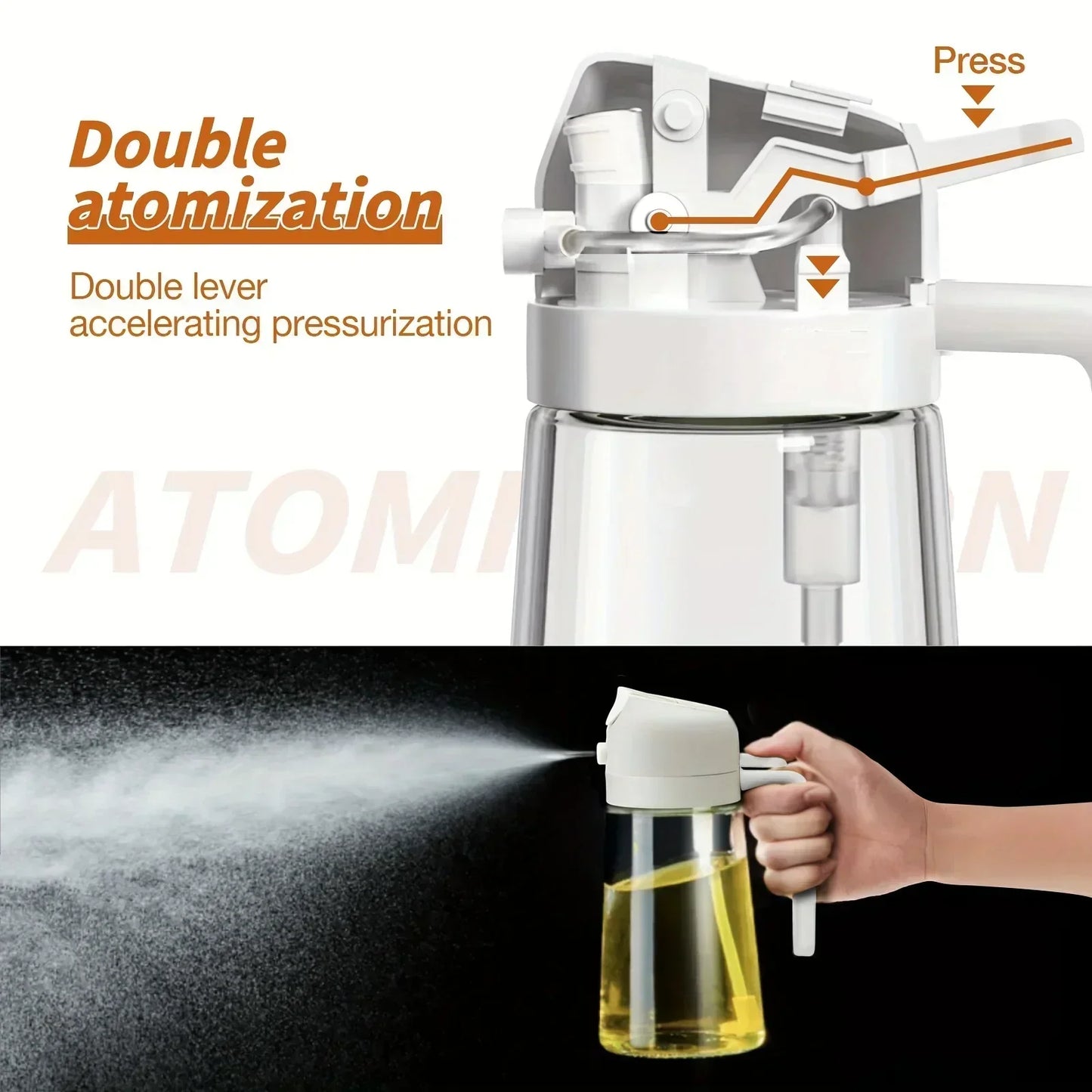 2/1pc Oil Sprayer Spray for 2 in 1 500ml Oil Sprayer & Pourer Plastic Spray Bottle Kitchen Gadget Sets Accessories Camping BBQ